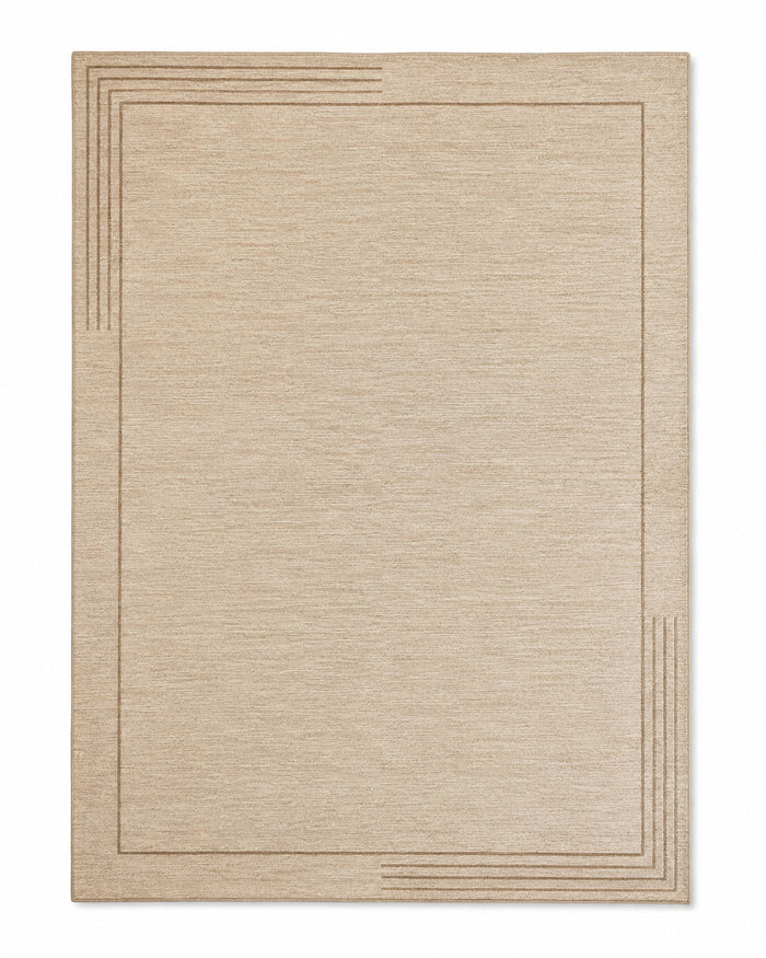 Minimalist Beige Border Area Rug – 160 x 230 cm | Neutral Geometric Frame Design