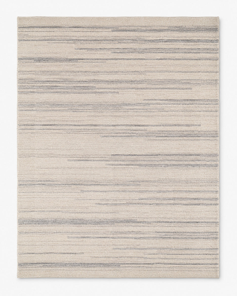 Minimalist Beige & Grey Abstract Striped Rug – 160 x 230 cm