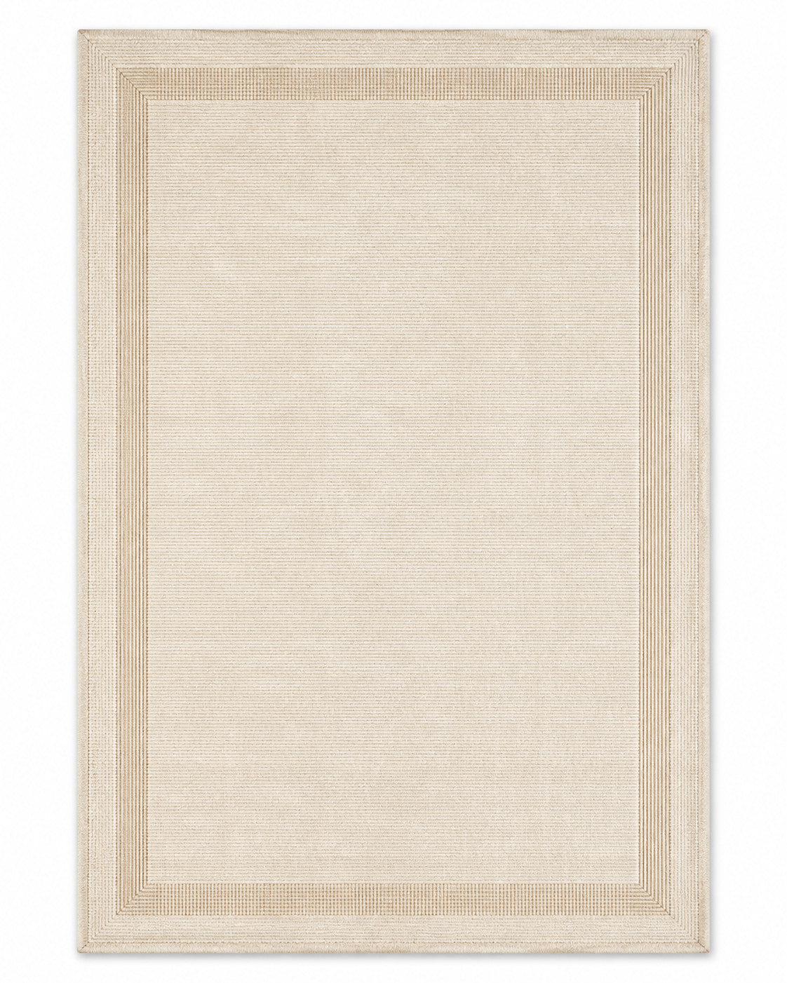 Minimalist Neutral Beige Border Rug – 160 x 230 cm | Contemporary Geometric Area Rug
