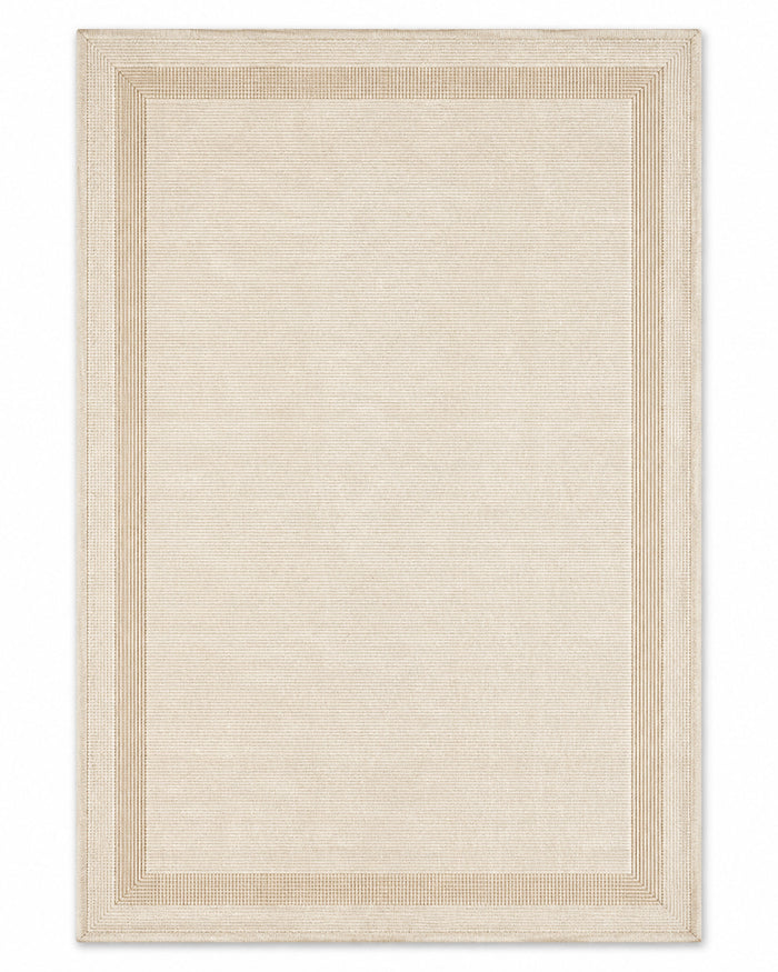 Minimalist Neutral Beige Border Rug – 160 x 230 cm | Contemporary Geometric Area Rug