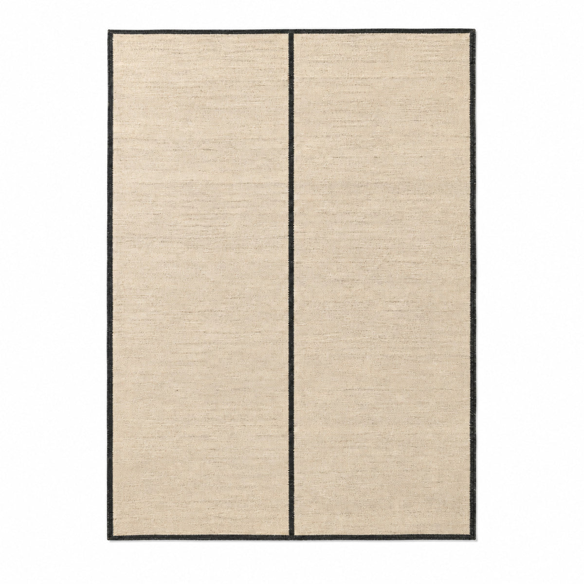 # Minimalist Beige Textured Rug with Black Border – 160 x 230 cm