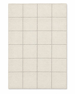 Minimalist Beige Grid Pattern Area Rug – 160 x 230 cm | Modern Neutral Woven Floor Carpet