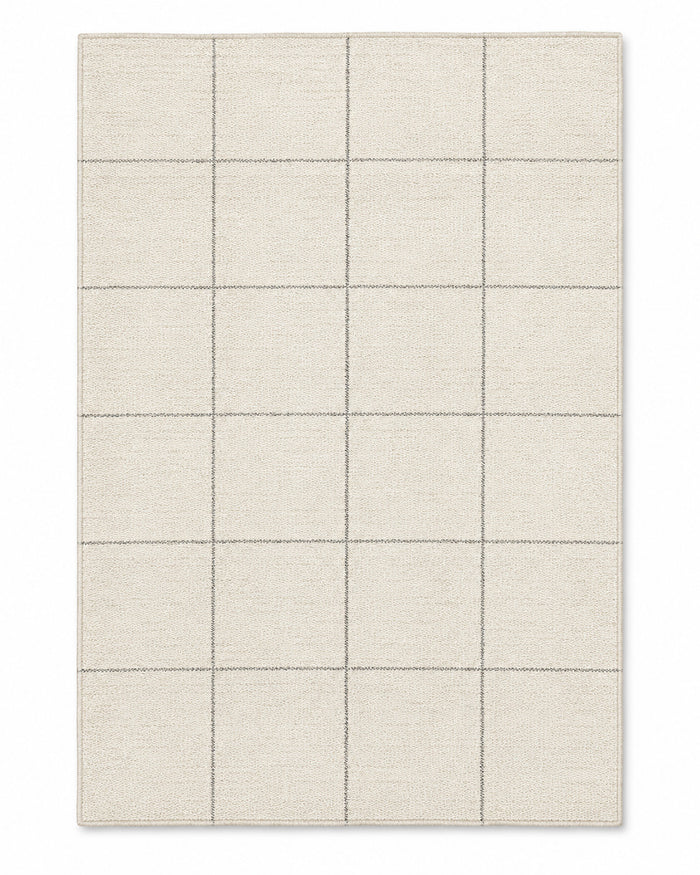 Minimalist Beige Grid Pattern Area Rug – 160 x 230 cm | Modern Neutral Woven Floor Carpet