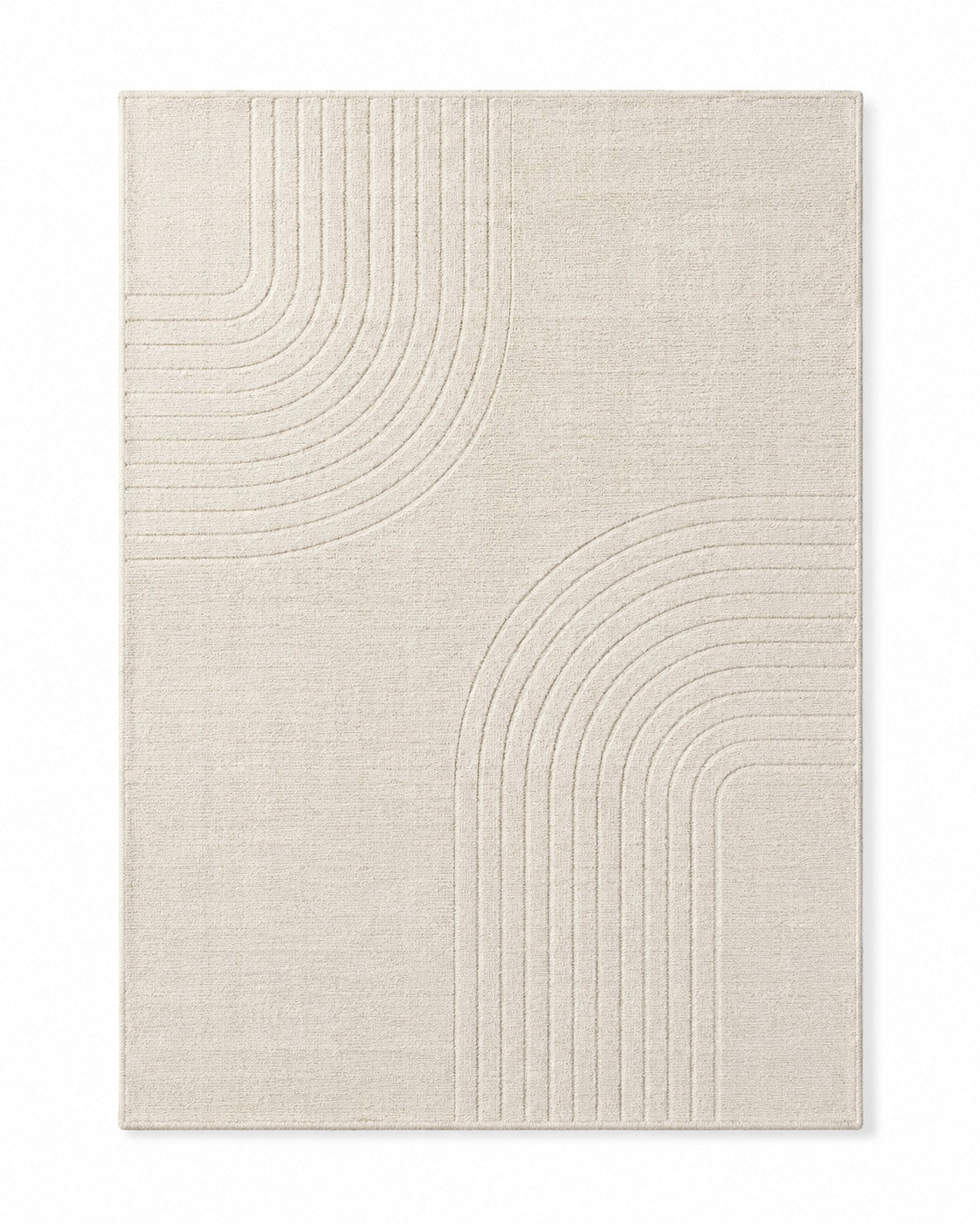 Minimalist Ivory Abstract Arch Pattern Textured Rug – 160 x 230 cm