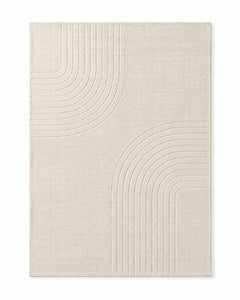 Minimalist Ivory Abstract Arch Pattern Textured Rug – 160 x 230 cm