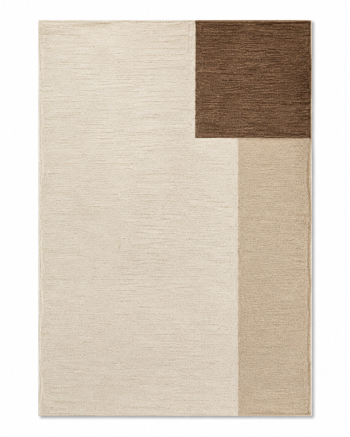 Minimalist Geometric Color Block Area Rug – Beige & Brown Contemporary Rug, 160 x 230 cm