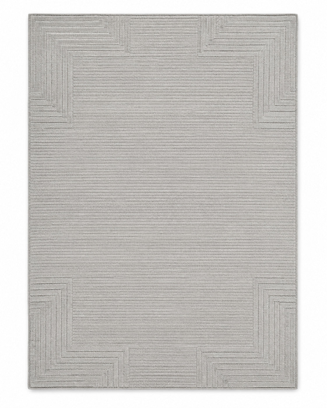 Minimalist Geometric Border Rug – Light Grey Area Rug, 160 x 230 cm