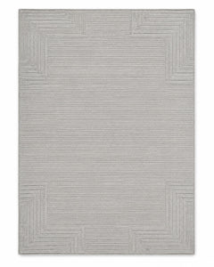 Minimalist Geometric Border Rug – Light Grey Area Rug, 160 x 230 cm