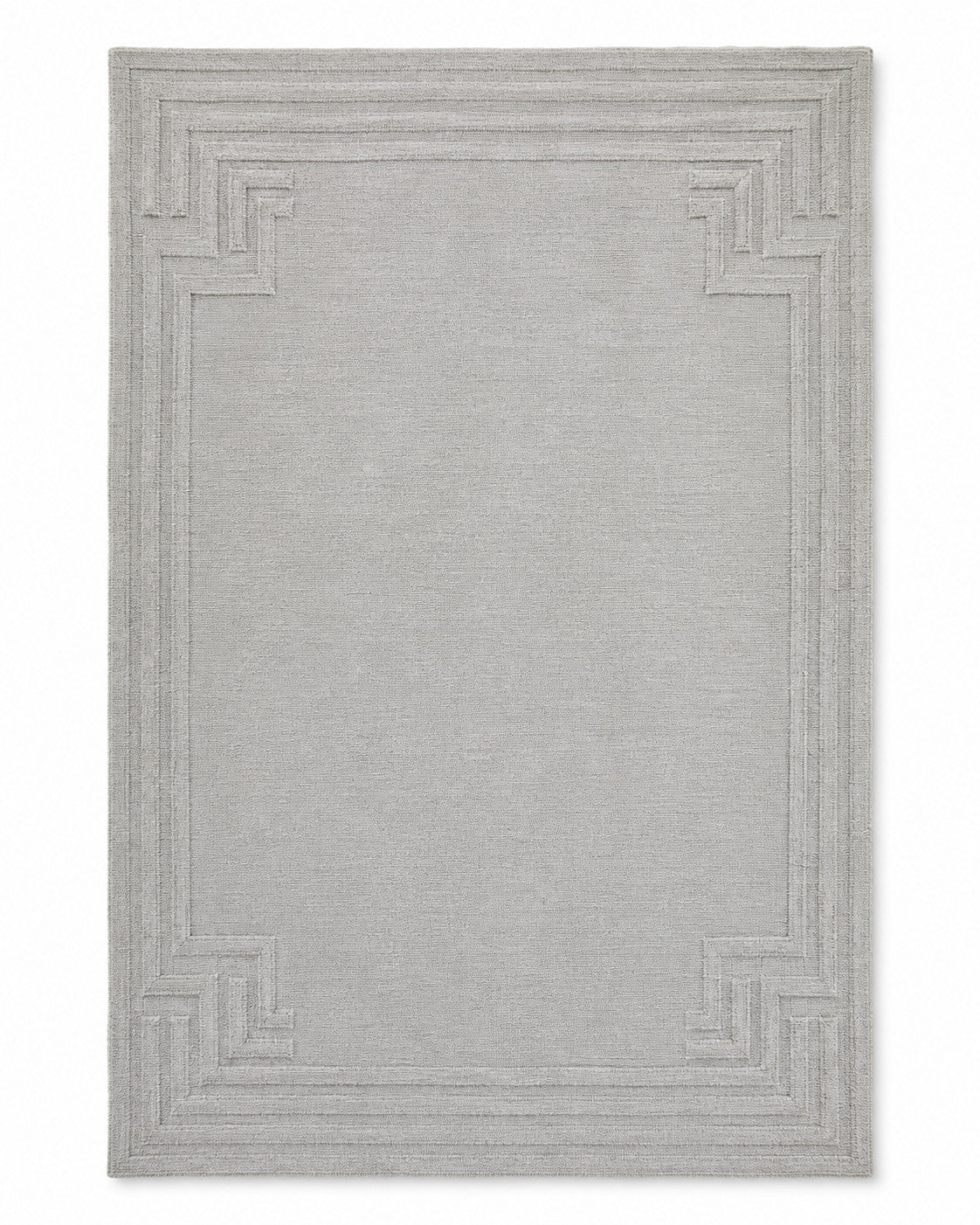 Minimalist Geometric Border Rug – Light Grey, 160 x 230 cm