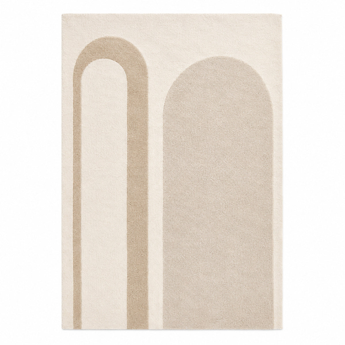 Minimalist Beige Arch Pattern Area Rug – Modern Abstract Geometric Rug, 160 x 230 cm