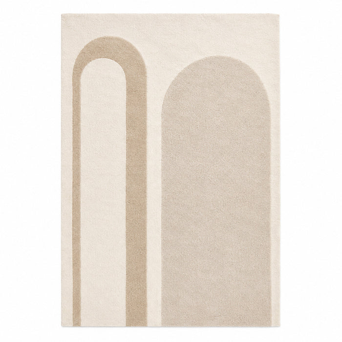 Minimalist Beige Arch Pattern Area Rug – Modern Abstract Geometric Rug, 160 x 230 cm