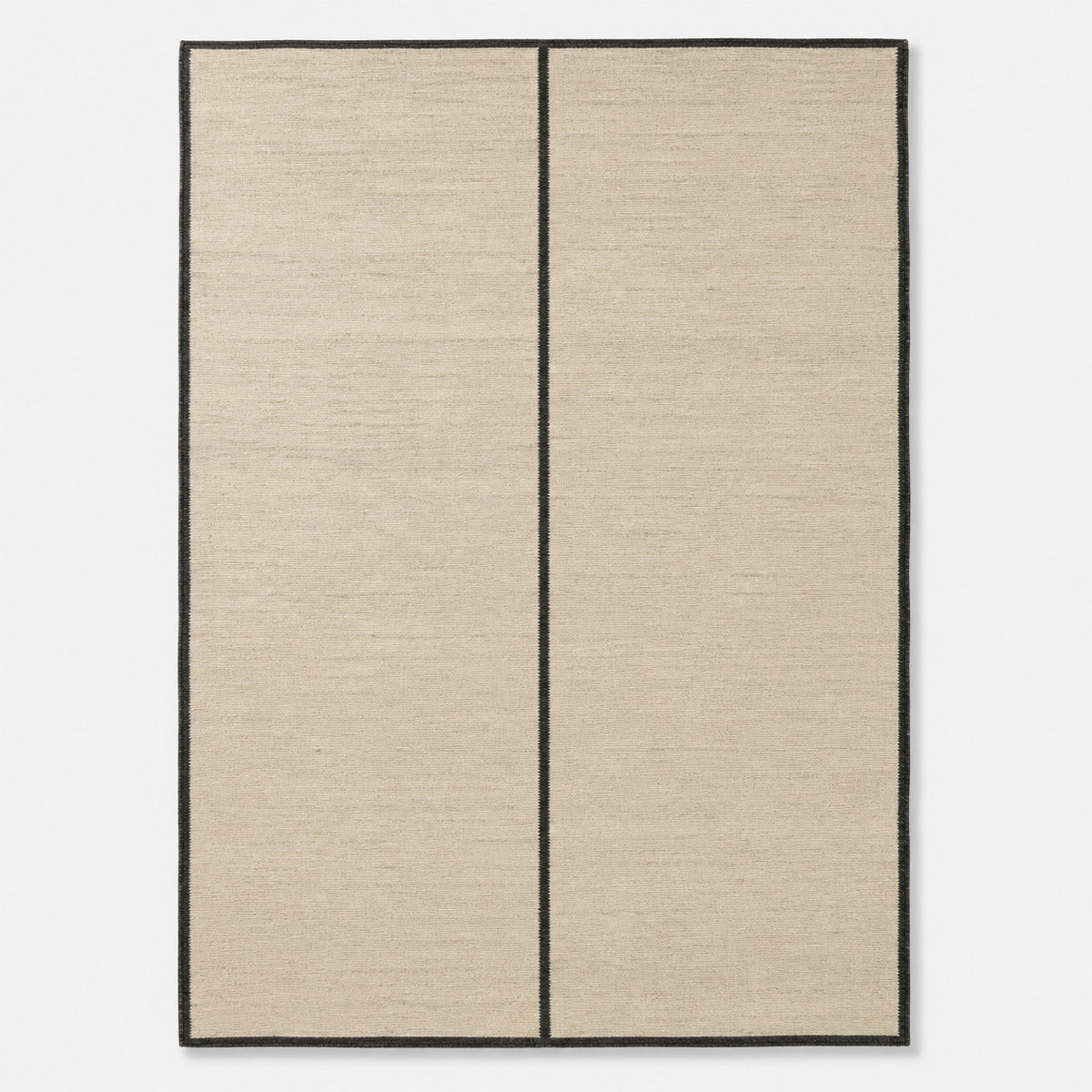 Minimalist Beige Area Rug with Black Border & Center Line – 160 x 230 cm