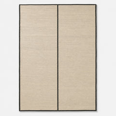 Minimalist Beige Area Rug with Black Border & Center Line – 160 x 230 cm