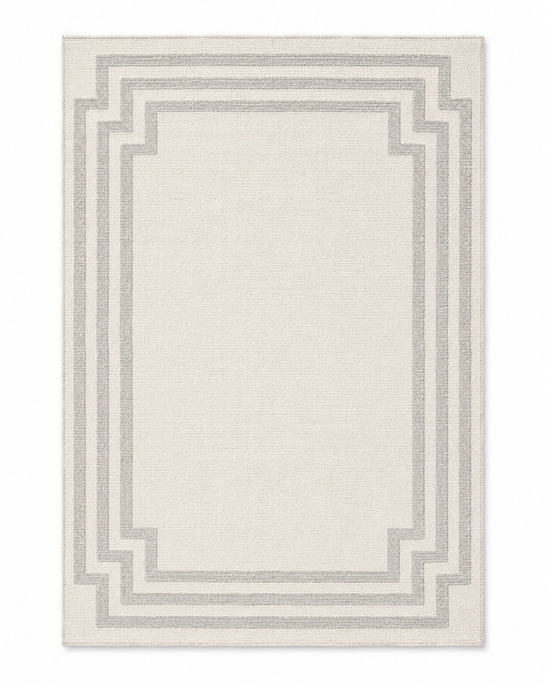 Minimalist Ivory & Grey Geometric Border Rug – 160 x 230 cm