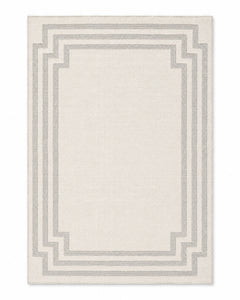Minimalist Ivory & Grey Geometric Border Rug – 160 x 230 cm