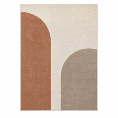 Modern Abstract Arch Minimalist Rug – Beige, Terracotta & Taupe Geometric Area Rug, 160 x 230 cm