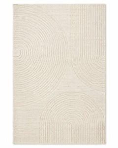 Minimalist Abstract Arch & Linear Textured Rug – Cream & Beige, 160 x 230 cm