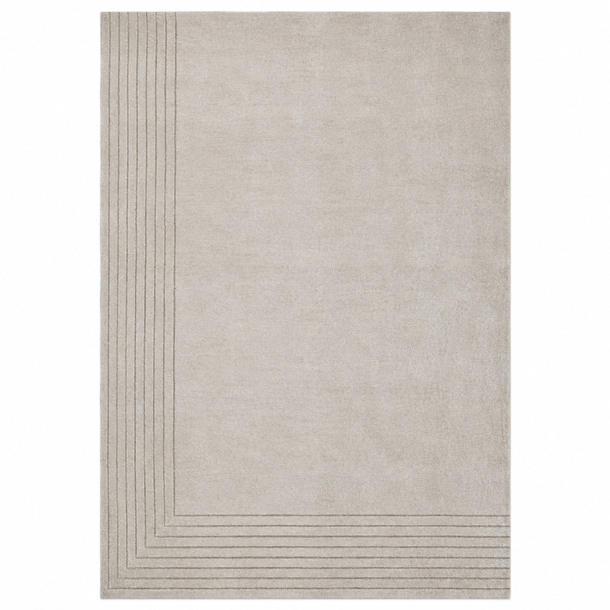 Minimalist Beige Linear Border Area Rug – 160 x 230 cm