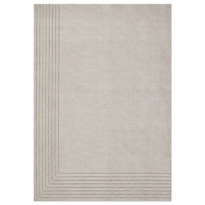 Minimalist Beige Linear Border Area Rug – 160 x 230 cm