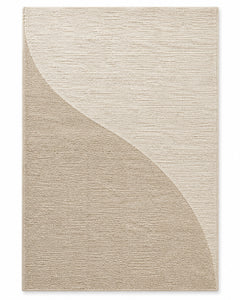 Minimalist Beige Abstract Curved Pattern Rug – 160 x 230 cm