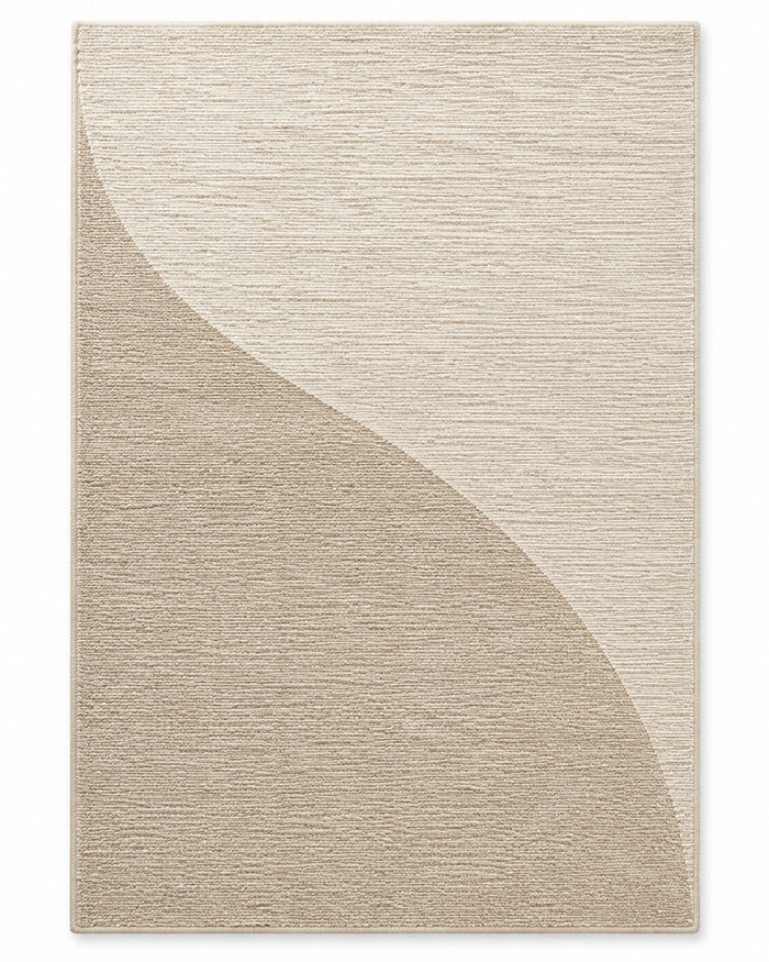 Minimalist Beige Abstract Curved Pattern Rug – 160 x 230 cm