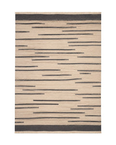 Beige and charcoal broken dash flatweave rug for wholesale sourcing from India