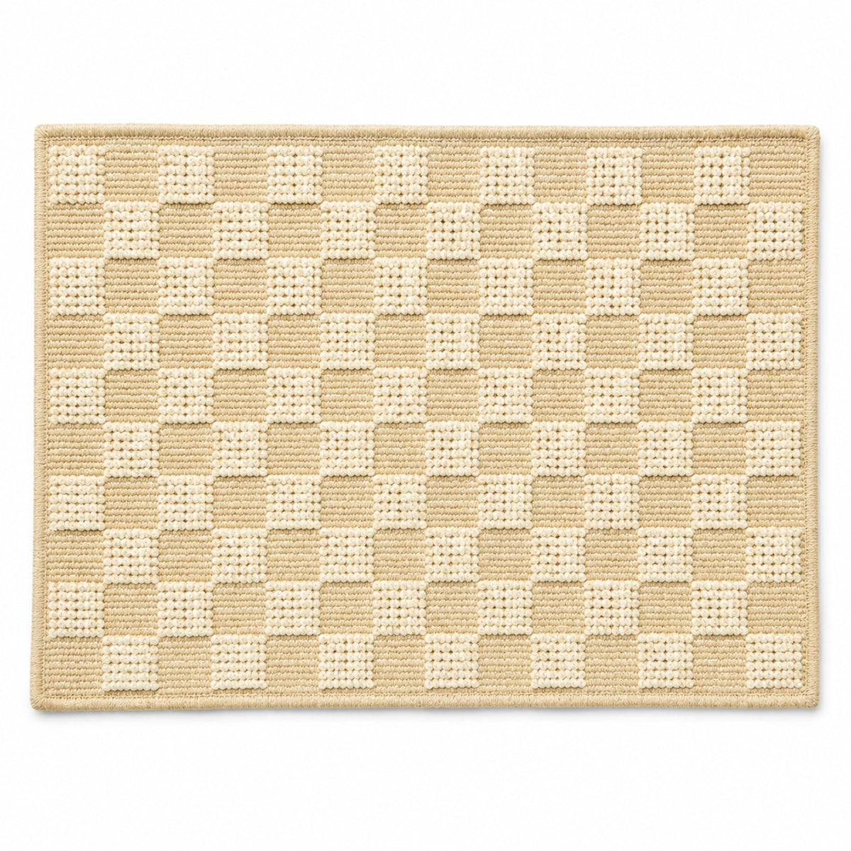 Beige and ivory basketweave checker placemat, textured rectangular dining table mat by Primeval