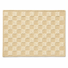 Beige and ivory basketweave checker placemat, textured rectangular dining table mat by Primeval