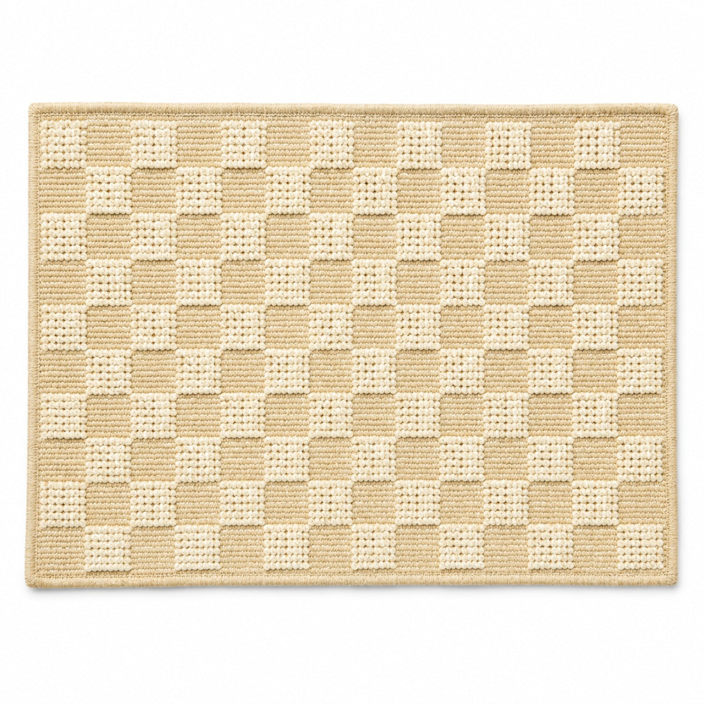 Beige and ivory basketweave checker placemat, textured rectangular dining table mat by Primeval
