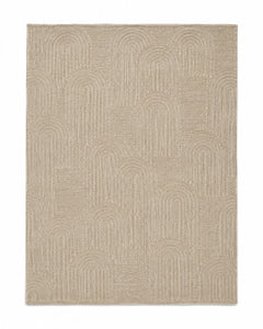Beige tonal arch-texture minimalist area rug for wholesale sourcing from India