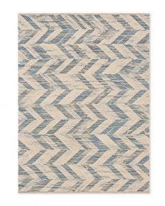 Blue and ivory chevron pattern area rug for wholesale sourcing from India