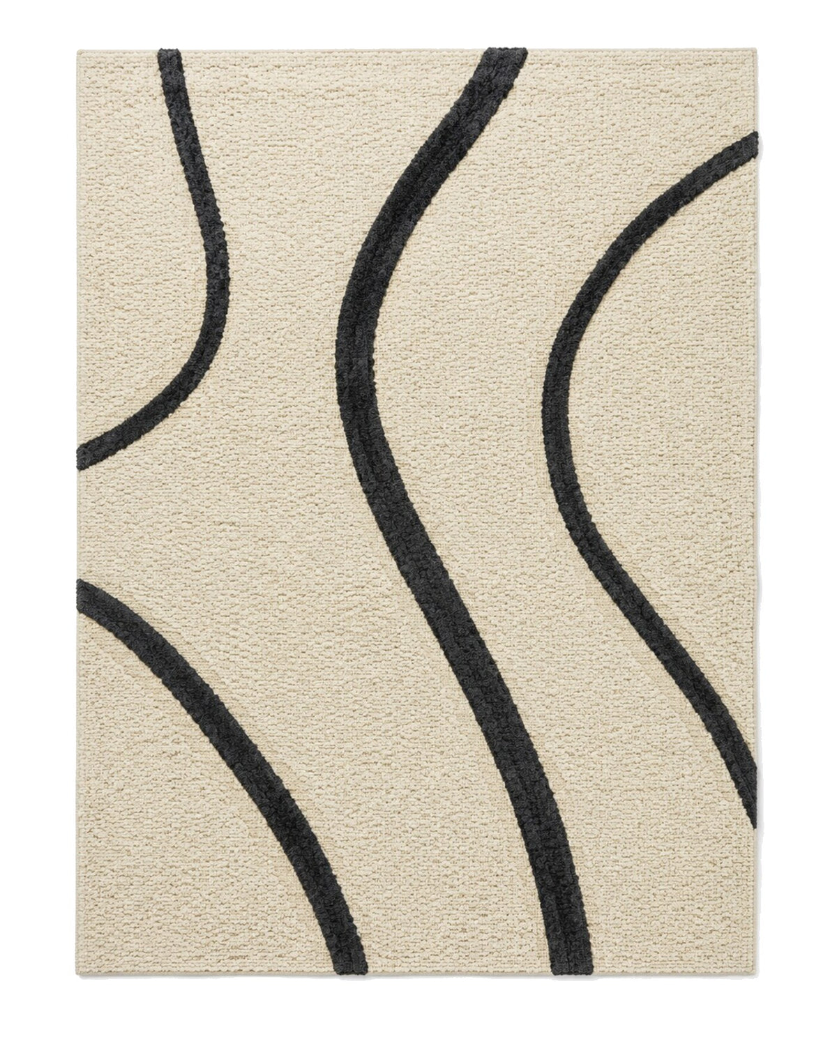 Cream and charcoal flowing line wool rug for wholesale sourcing from India