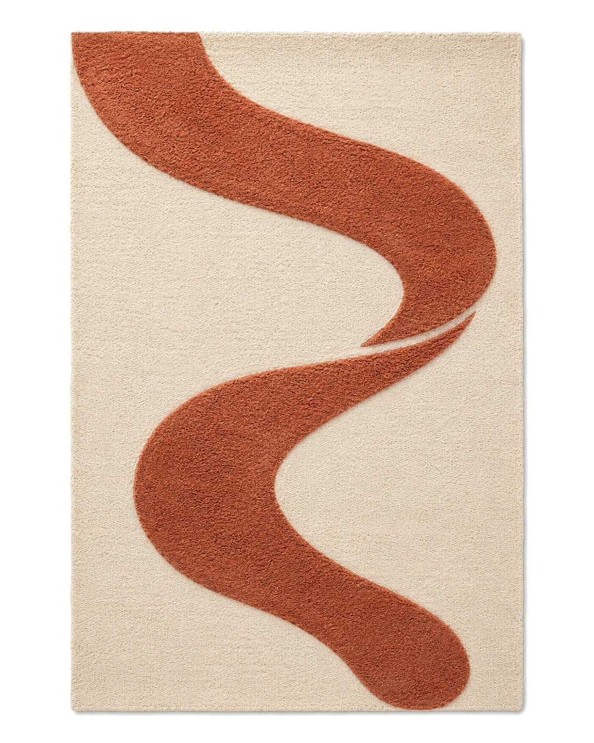 Cream and rust flowing ribbon sculpted rug for wholesale sourcing from India