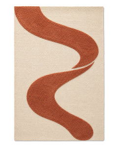 Cream and rust flowing ribbon sculpted rug for wholesale sourcing from India