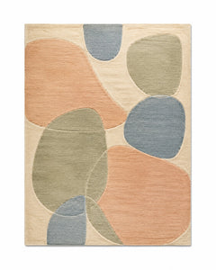 Soft multicolour organic pebble area rug in earthy tones for wholesale sourcing from India