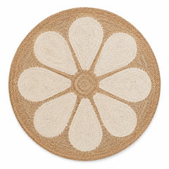 Eight petal natural round jute rug for wholesale and private label sourcing