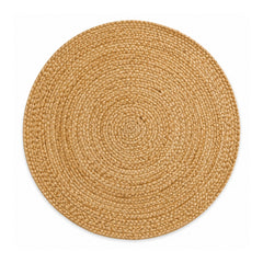 Golden beige round braided jute rug for wholesale and private label buyers