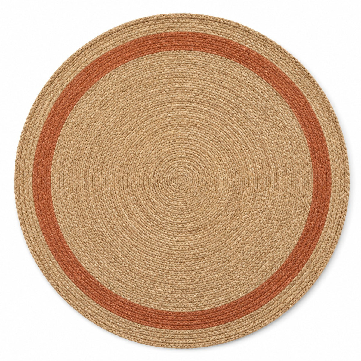 Honig-Juteteppich mit Terrakotta-Akzentring