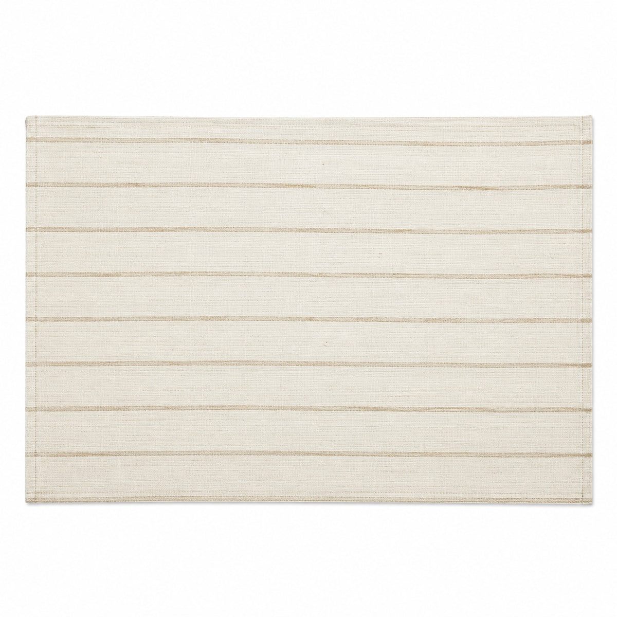 Rectangular ivory woven placemat with fine beige horizontal stripes, neutral dining table mat by Primeval