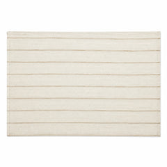 Rectangular ivory woven placemat with fine beige horizontal stripes, neutral dining table mat by Primeval
