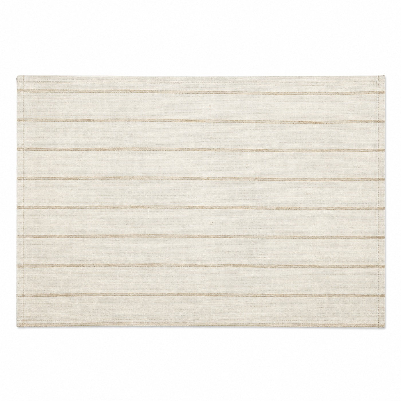 Rectangular ivory woven placemat with fine beige horizontal stripes, neutral dining table mat by Primeval
