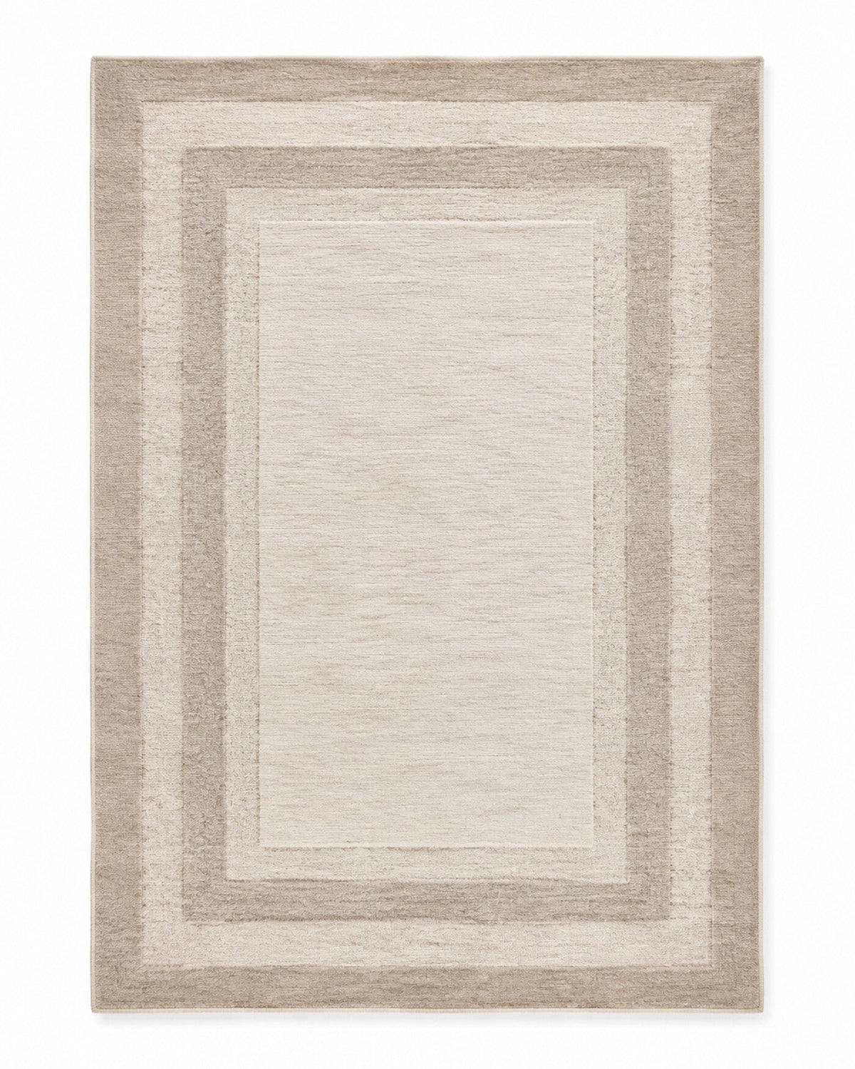 Ivory and beige soft frame border rectangular area rug for wholesale sourcing from India