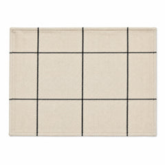 Ivory rectangular placemat with black windowpane check grid, modern woven dining table mat by Primeval