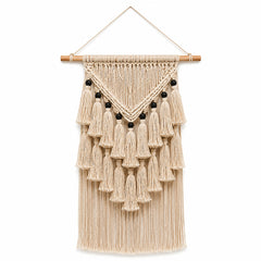 Ivory layered tassel cotton macrame wall hanging by Primeval