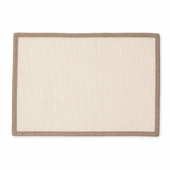 Rectangular ivory woven placemat with natural beige contrast border, minimalist dining table mat by Primeval