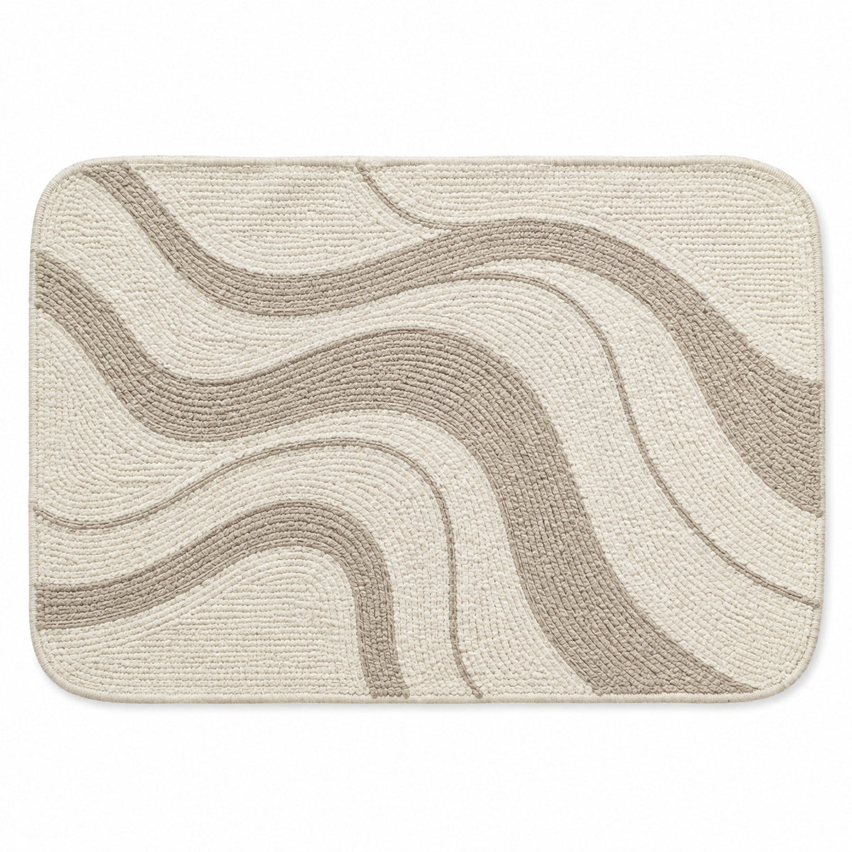 Ivory and taupe abstract wave placemat with rounded corners, contemporary textured dining table mat by Primeval