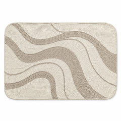 Ivory and taupe abstract wave placemat with rounded corners, contemporary textured dining table mat by Primeval
