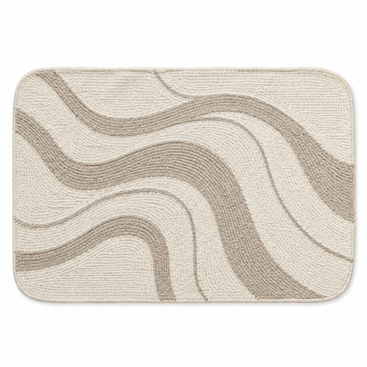 Ivory and taupe abstract wave placemat with rounded corners, contemporary textured dining table mat by Primeval