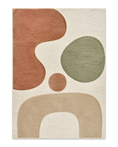 Ivory, terracotta and sage organic pebble rug for wholesale and private-label sourcing from India