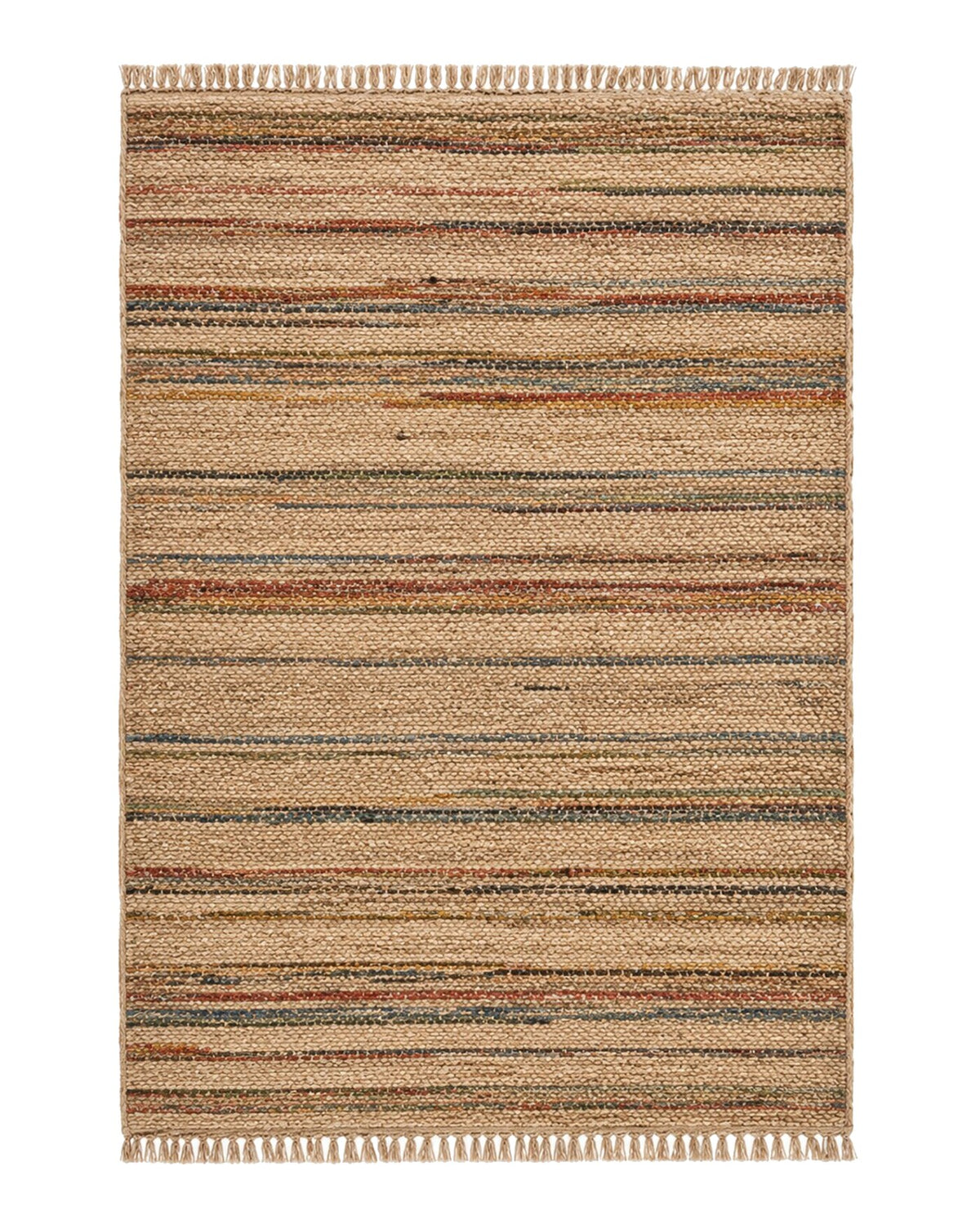 Jute and recycled cotton multicolour stripe rug for wholesale sourcing from India